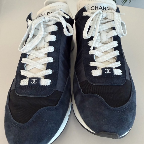 CHANEL Women’s Black, Navy, and White Sneakers - Picture 5 of 9